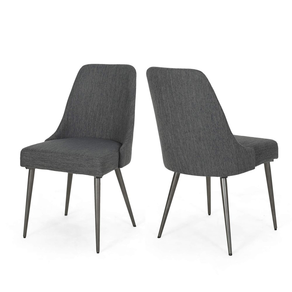 Great Deal Furniture Dawn Modern Fabric Dining Chairs (Set of 2), Charcoal