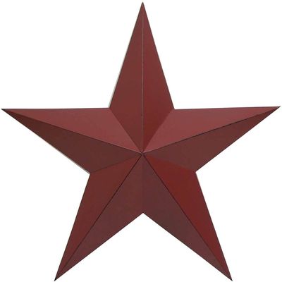 ACCENTHOME Country Steel Metal Barn Star Antique Rustic Country Primitive Barn Star Wall Dcor 18" (Red)