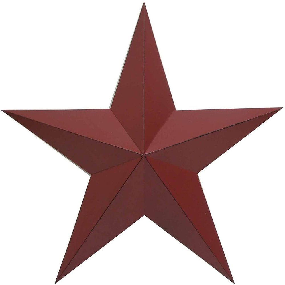 ACCENTHOME Country Steel Metal Barn Star Antique Rustic Country Primitive Barn Star Wall Dcor 18" (Red)