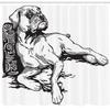 Ambesonne Boxer Dog Shower Curtain, Monochrome Illustration of an Animal Detailed Canine Hand Drawn, Cloth Fabric Bathroom Decor Set with Hooks, 69" W x 84" L, Charcoal Grey and White view 2