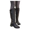 Bcshiye Women's Knee High Riding Boots Buckle Calf Boot Classic Round Toe Non-Slip Combat Knee High Boots for Women view 1