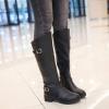 Bcshiye Women's Knee High Riding Boots Buckle Calf Boot Classic Round Toe Non-Slip Combat Knee High Boots for Women view 4