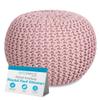 BIRDROCK HOME Round Pouf Ottoman | Cotton Braided Foot Stool with Bean Bag Filling | Boho Foot Rest for Living Room & Bedroom | Compact & Comfortable Seating, Lightweight & Soft | Dusty Rose view 1