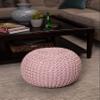 BIRDROCK HOME Round Pouf Ottoman | Cotton Braided Foot Stool with Bean Bag Filling | Boho Foot Rest for Living Room & Bedroom | Compact & Comfortable Seating, Lightweight & Soft | Dusty Rose view 2