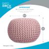 BIRDROCK HOME Round Pouf Ottoman | Cotton Braided Foot Stool with Bean Bag Filling | Boho Foot Rest for Living Room & Bedroom | Compact & Comfortable Seating, Lightweight & Soft | Dusty Rose view 3