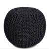 BIRDROCK HOME Round Pouf Ottoman | Cotton Braided Foot Stool with Bean Bag Filling | Boho Foot Rest for Living Room & Bedroom | Compact & Comfortable Seating, Lightweight & Soft | Charcoal view 1