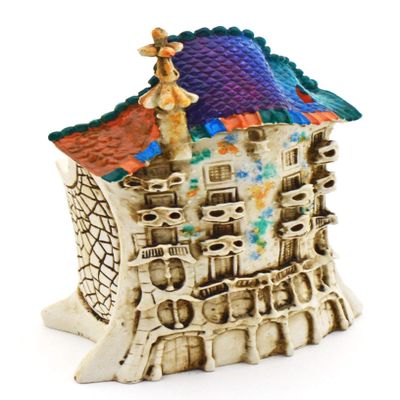 ART ESCUDELLERS Resin and handainted Cup CASA BATLLO. Decoration Inspired by The Modernist Architecture of Barcelona 11 cm x 8 cm x 15 cm
