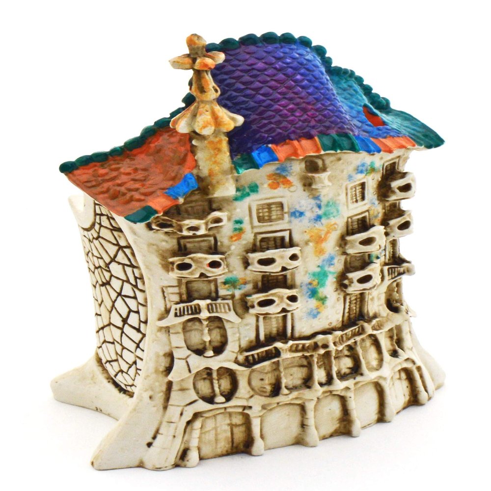 ART ESCUDELLERS Resin and handainted Cup CASA BATLLO. Decoration Inspired by The Modernist Architecture of Barcelona 11 cm x 8 cm x 15 cm