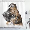 Ambesonne Boxer Dog Shower Curtain, Sketchy Hand-Drawn Image of a Puppy Furry Domestic Pet Animal, Cloth Fabric Bathroom Decor Set with Hooks, 69" W x 84" L, Pale Brown Seal Brown view 1