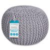 BIRDROCK HOME Round Pouf Ottoman | Cotton Braided Foot Stool with Bean Bag Filling | Boho Foot Rest for Living Room & Bedroom | Compact & Comfortable Seating, Lightweight & Soft | Light Grey view 1