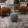 BIRDROCK HOME Round Pouf Ottoman | Cotton Braided Foot Stool with Bean Bag Filling | Boho Foot Rest for Living Room & Bedroom | Compact & Comfortable Seating, Lightweight & Soft | Light Grey view 2