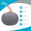 BIRDROCK HOME Round Pouf Ottoman | Cotton Braided Foot Stool with Bean Bag Filling | Boho Foot Rest for Living Room & Bedroom | Compact & Comfortable Seating, Lightweight & Soft | Light Grey view 4