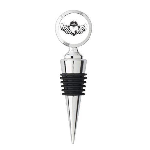 Claddagh Two Hands Holding Heart with Crown Icon Steel Bottle Stopper Winestopper