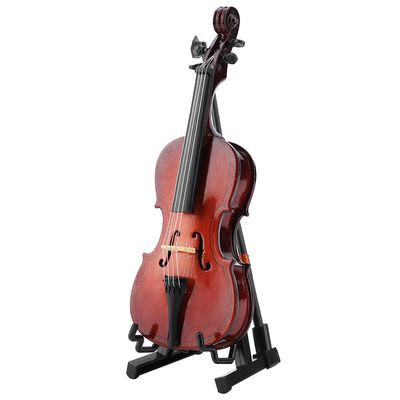 5.5in Miniature Wooden Cello with Bow, Stand & Case Musical Instrument Gift Ornament for Dollhouse Accessories
