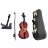 5.5in Miniature Wooden Cello with Bow, Stand & Case Musical Instrument Gift Ornament for Dollhouse Accessories view 3