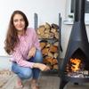Relaxdays 2-Tier Firewood Rack, Steel Wood Pile Shelf, 4 Hooks For Fireplace Tools, 100x40x30 cm, Anthracite view 3