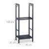 Relaxdays 2-Tier Firewood Rack, Steel Wood Pile Shelf, 4 Hooks For Fireplace Tools, 100x40x30 cm, Anthracite view 4