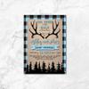 Oh Deer Baby Shower Invitations | Hunting Baby Shower Invitations | Antler Baby Shower | Deer | Elk | Little Buck | Blue Plaid | Hunter view 2
