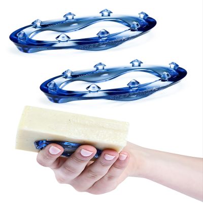 SoapStandle Bar Soap Gripper | No Goo or Mess Soap Holder for Bath and Showers | Non Slip Quick Dry Bar Soap Holder | Bathroom Accessories, Blue - 2-Pack