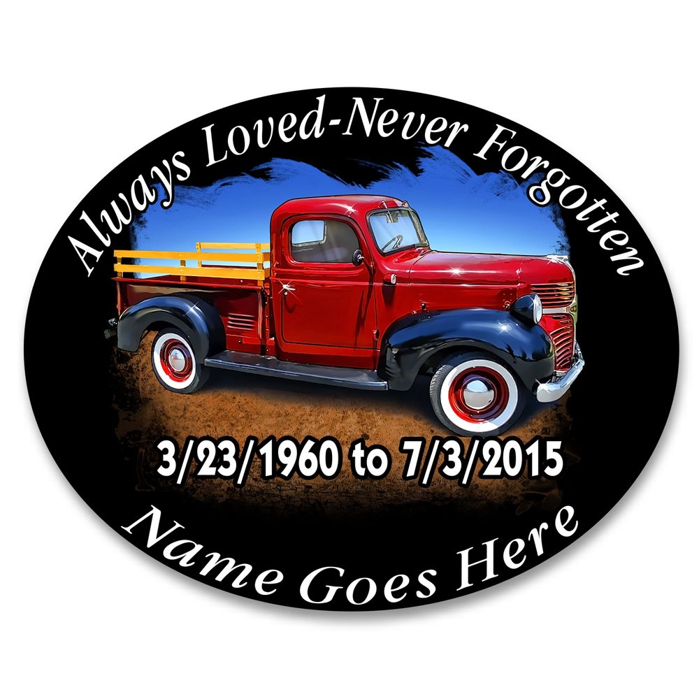 Always Loved Never Forgotten Memorial Decal Old Antique Truck 4"x 5" Pack of 6
