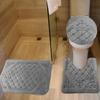 All American Collection 3PC Memory Foam Bath Mats Soft Plush Crown Design Anti-Slip Shower Bathroom Contour Toilet Lid Cover Rugs (Grey) view 1