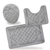 All American Collection 3PC Memory Foam Bath Mats Soft Plush Crown Design Anti-Slip Shower Bathroom Contour Toilet Lid Cover Rugs (Grey) view 2
