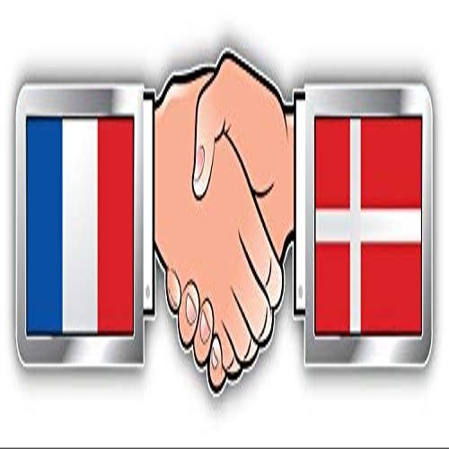 DG Graphics France Denmark Hand Shaking Flags Art Decor 8'' x 2'' Magnet Vinyl Magnetic Sheet for Lockers, Cars, Signs, Refrigerator