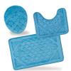 All American Collection 3PC Memory Foam Bath Mats Soft Plush Crown Design Anti-Slip Shower Bathroom Contour Toilet Lid Cover Rugs (Turquoise) view 2