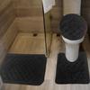 All American Collection 3PC Memory Foam Bath Mats Soft Plush Crown Design Anti-Slip Shower Bathroom Contour Toilet Lid Cover Rugs (Black) view 1