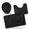 All American Collection 3PC Memory Foam Bath Mats Soft Plush Crown Design Anti-Slip Shower Bathroom Contour Toilet Lid Cover Rugs (Black) view 2