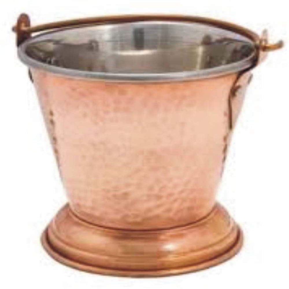 Attraction place Copper Steel Dal Serving Bucket Large Copper Ice Bucket (Brown 1 L)