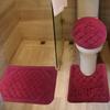 All American Collection 3PC Memory Foam Bath Mats Soft Plush Crown Design Anti-Slip Shower Bathroom Contour Toilet Lid Cover Rugs (Burgundy) view 1