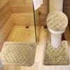 All American Collection 3PC Memory Foam Bath Mats Soft Plush Crown Design Anti-Slip Shower Bathroom Contour Toilet Lid Cover Rugs (Taupe) view 1