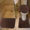 All American Collection 3PC Memory Foam Bath Mats Soft Plush Crown Design Anti-Slip Shower Bathroom Contour Toilet Lid Cover Rugs (Brown) view 1