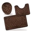 All American Collection 3PC Memory Foam Bath Mats Soft Plush Crown Design Anti-Slip Shower Bathroom Contour Toilet Lid Cover Rugs (Brown) view 2