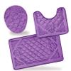 All American Collection 3PC Memory Foam Bath Mats Soft Plush Crown Design Anti-Slip Shower Bathroom Contour Toilet Lid Cover Rugs (Purple) view 2