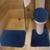 All American Collection 3PC Memory Foam Bath Mats Soft Plush Crown Design Anti-Slip Shower Bathroom Contour Toilet Lid Cover Rugs (Navy) view 1