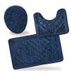 All American Collection 3PC Memory Foam Bath Mats Soft Plush Crown Design Anti-Slip Shower Bathroom Contour Toilet Lid Cover Rugs (Navy) view 2