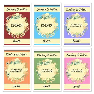 5" x 4" Wine Bottle Sticker Labels, New Bride, Newlyweds, Watercolor Floral Wine Bottle Stickers, Wedding Favors, Set Of 4 Wedding Party Favor Sticker Labels, Farmhouse Wedding, Wine Gift Labels