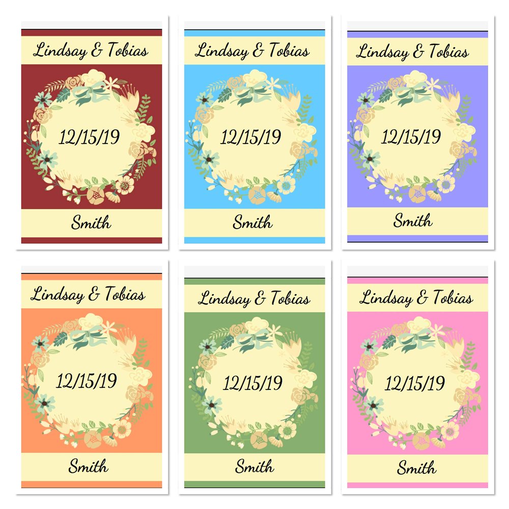 5" x 4" Wine Bottle Sticker Labels, New Bride, Newlyweds, Watercolor Floral Wine Bottle Stickers, Wedding Favors, Set Of 4 Wedding Party Favor Sticker Labels, Farmhouse Wedding, Wine Gift Labels