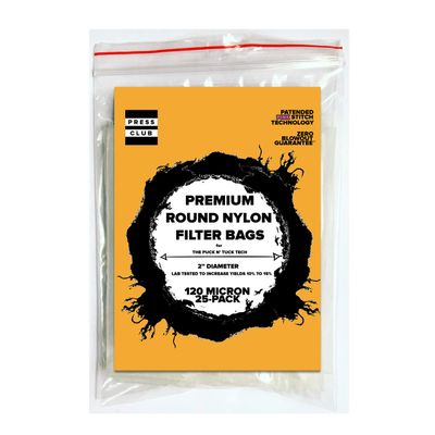 120 Micron | Premium Round Circle Nylon Tea Filter Bag | 2" Inch Diameter | 25 Pack