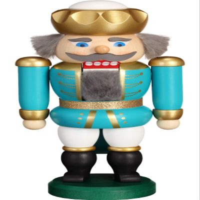 Seiffener Volkskunst Nutcracker - Exclusive King Turquoise-White - 20 cm / 7.9 inch