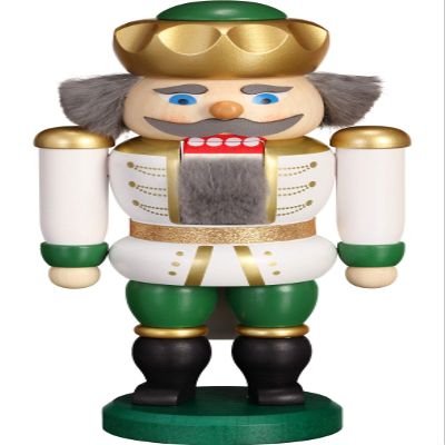 Seiffener Volkskunst Nutcracker - Exclusive King White-Green - 20 cm / 7.9 inch