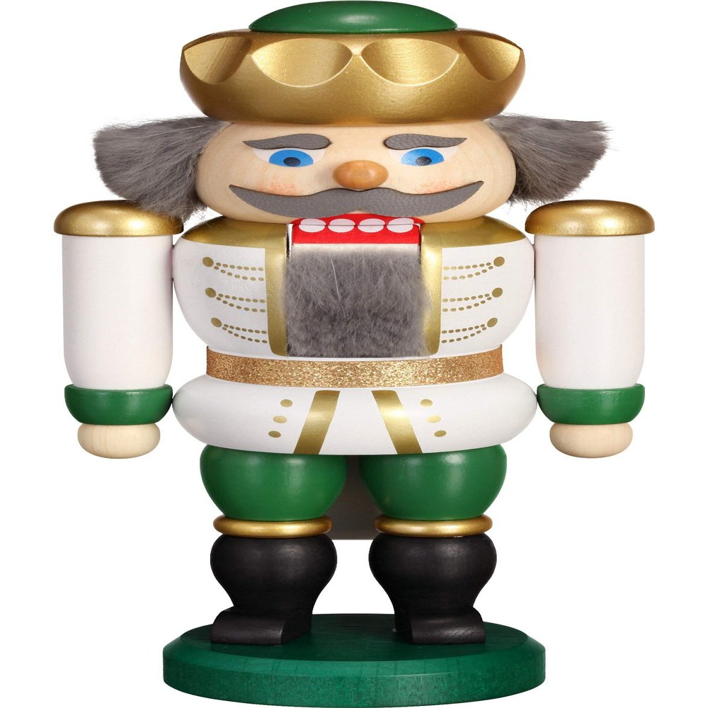Seiffener Volkskunst Nutcracker - Exclusive King White-Green - 20 cm / 7.9 inch