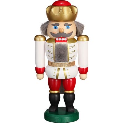 Seiffener Volkskunst Nutcracker - Exclusive King White-Red - 20 cm / 7.9 inch