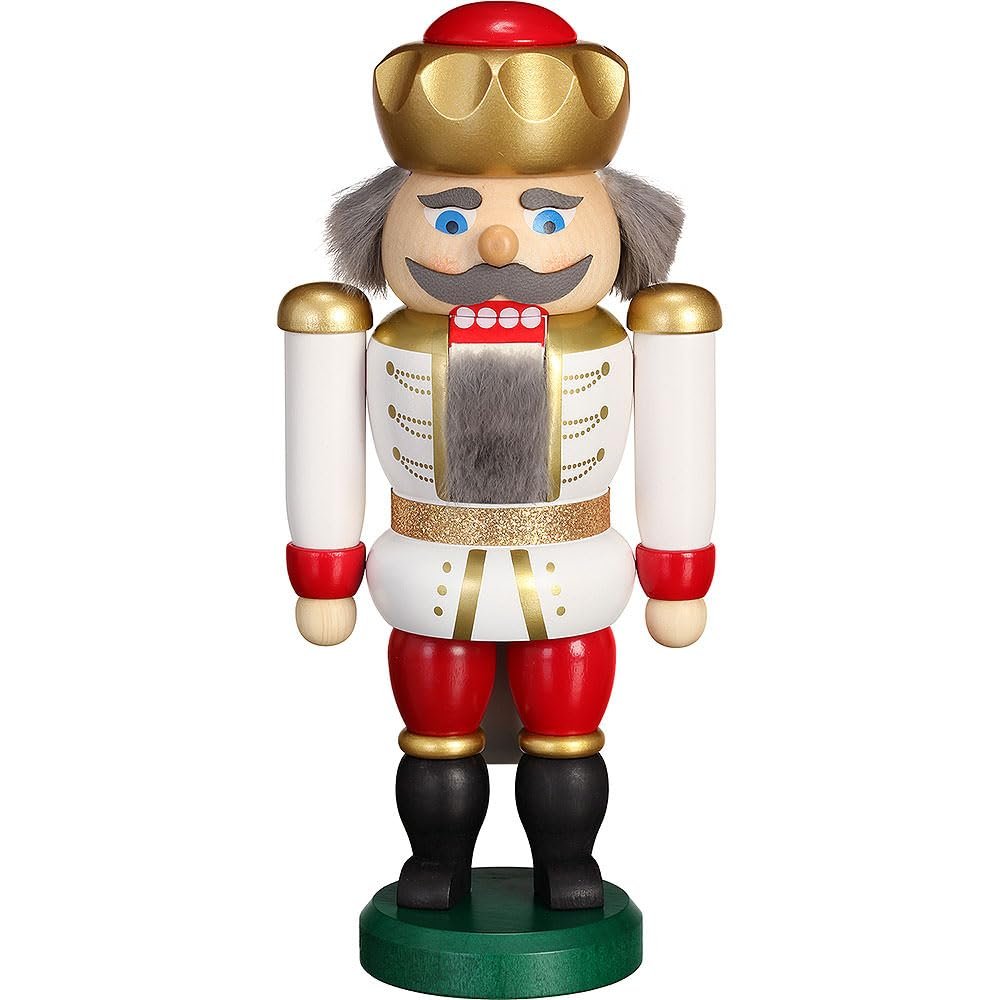 Seiffener Volkskunst Nutcracker - Exclusive King White-Red - 20 cm / 7.9 inch