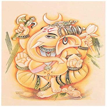 Beautiful Handprint of Ganesh 13.75" X 10.5" Set/5
