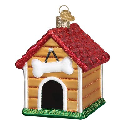 Old World Christmas Dog House Glass Blown Ornament for Christmas Tree, Handcrafted Holiday Decoration, Pet Collection