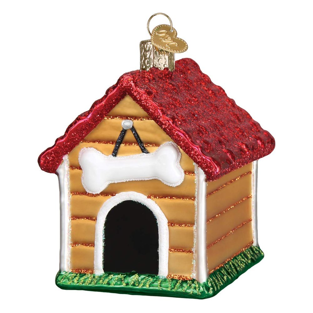 Old World Christmas Dog House Glass Blown Ornament for Christmas Tree, Handcrafted Holiday Decoration, Pet Collection