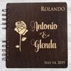 Flower Engraved Anniversary Wedding Guest Book Be Our Guest Personalize Vintage Alternative Wooden Bridal Photo Album (11"x8.5") view 2